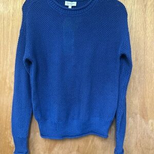 Blue‎ Textured Knit Crewneck Sweater